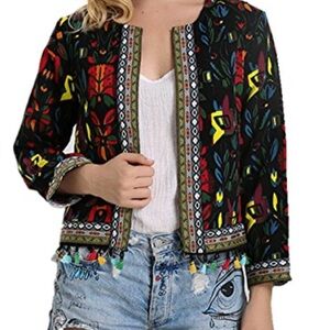 NWT - Buenos Ninos Embroidered print crop jacket
